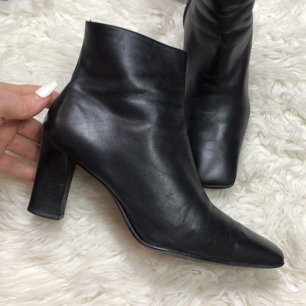 ANTONIO MELANI Black Nappa Leather Booties with zipper on Side - Picture 6 of 15